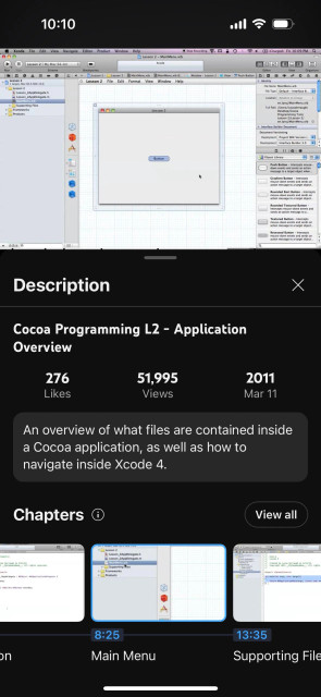 a youtube tutorial on Cocoa app development from 2011