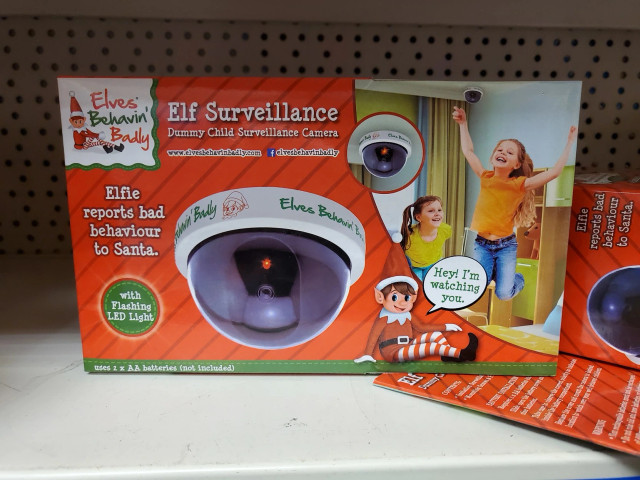 Elf on the Shelf fake surveillance camera.